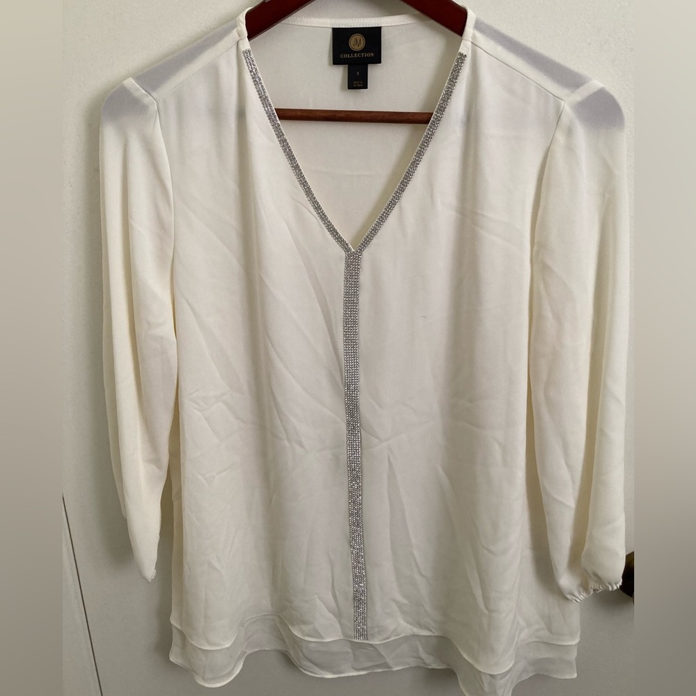 JM Collection Cream Elegant Top